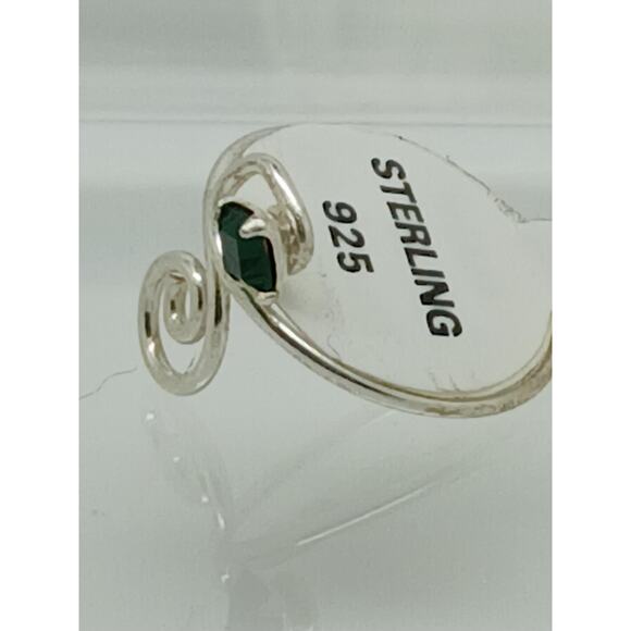 Sterling Silver Sexy Emerald Green Crystal Rhinestone Toe Ring - Adjustable Size - Picture 8 of 9